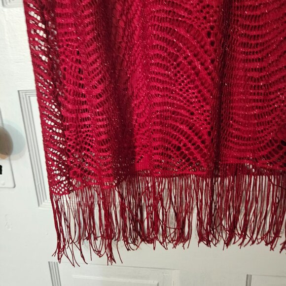 Emma Michelle Red Evening Dress with sparkle and bottom fringe layer SZ XL - Picture 10 of 10